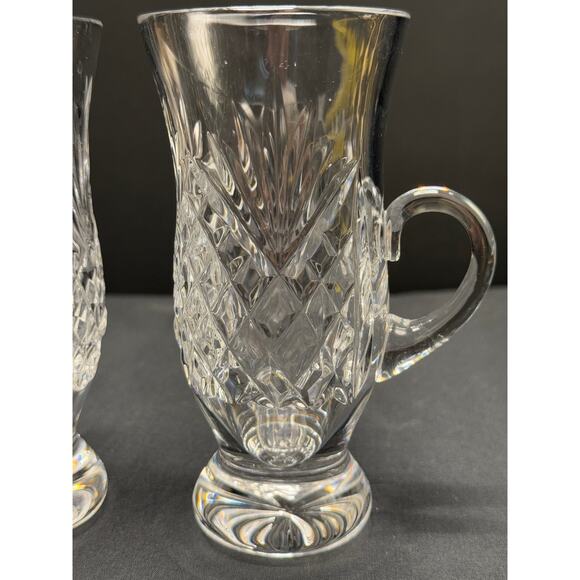 Set of 2 Crystal Irish Coffee Mugs with Fan Cut Design – Elegant Vintage - Picture 7 of 8